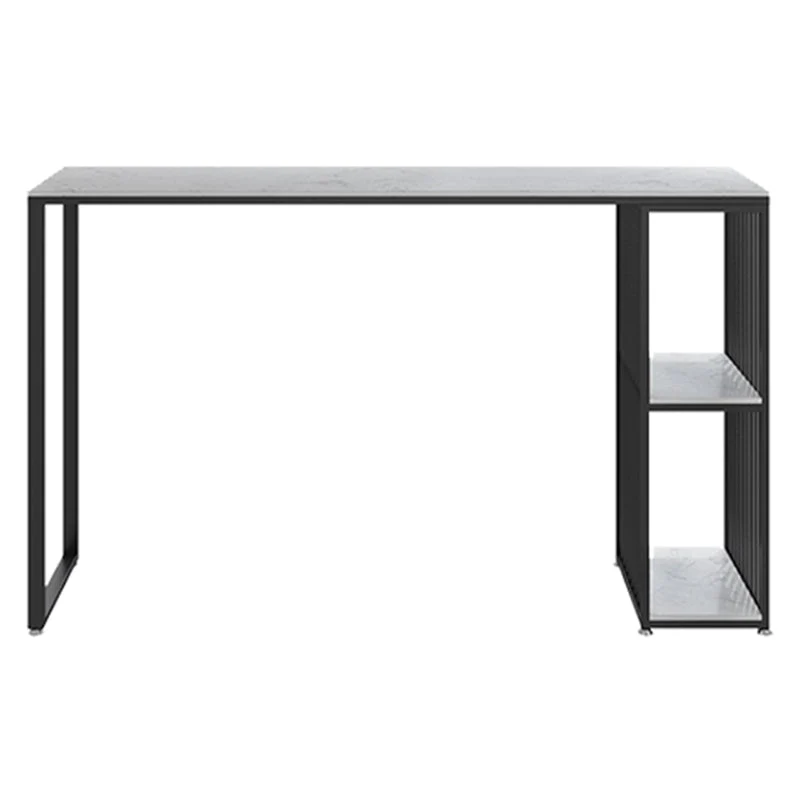 Industrial Style Rectangle Bar Table Faux Marble Double Pedestal Bar Dining Table