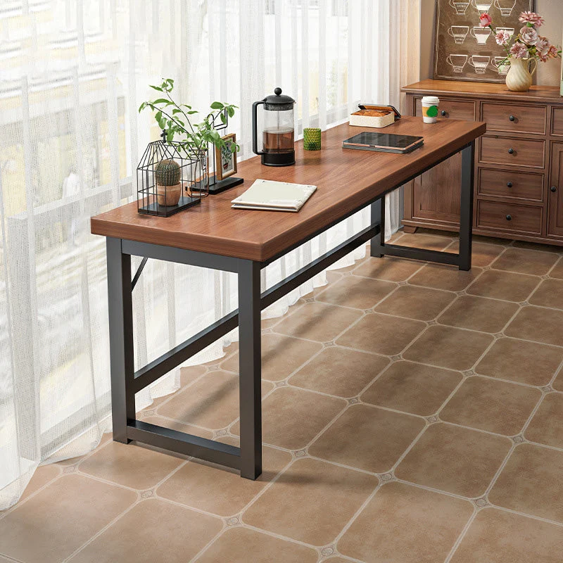 Industrial Style Bistro Bar Table Wooden Rectangle Metal Base Bar Table