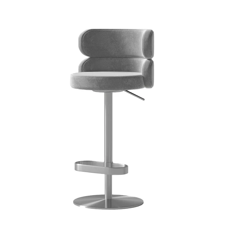 Contemporary Low Back Dining Stool Adjustable Height Bar Stool with Footrest