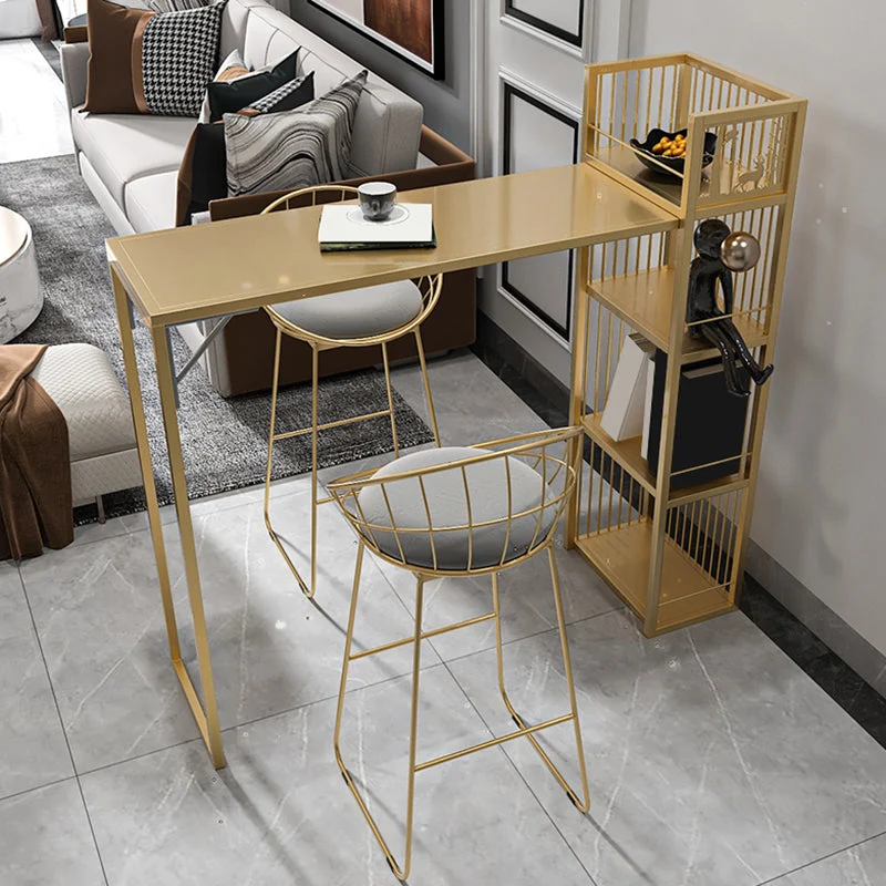 Contemporary Style Rectangle Bar Table Double Pedestal Bar Dining Table for Home