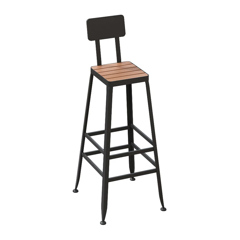 Industrial Metal Counter-height Stool Footrest Low Back Outdoor Counter Bar Stool in Black