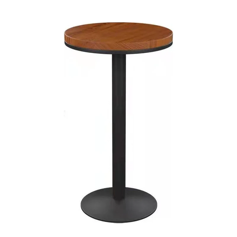 Solid Wood Top Bar Dining Table Industrial Bar Dining Table with Black Base