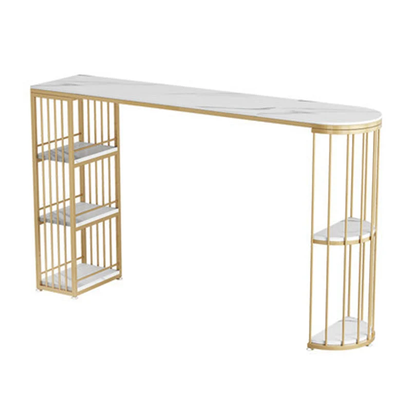 Metal Pub Set 1/3/4 Pcs Rectangle Bar Table with Stone Top and Upholstered Bar Stools