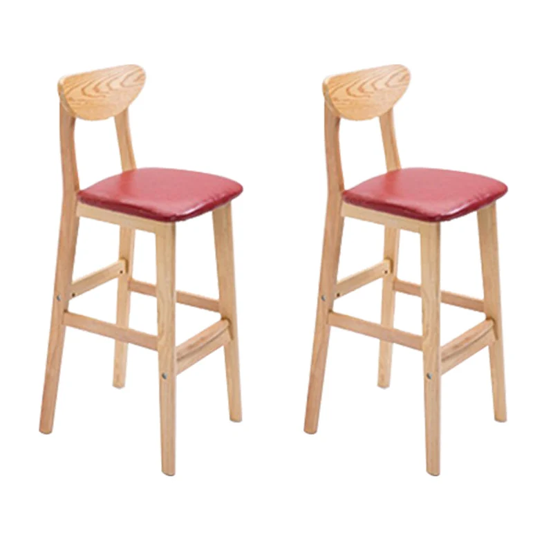 Low Back Dining Stool Rubberwood Armless Bar Stool with Wood Base
