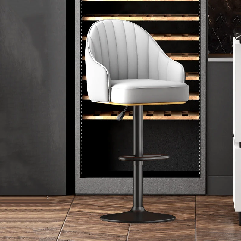 Home Adjustable Height Swivel Stool Contemporary Leather Barstool