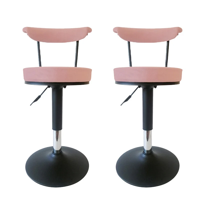 Glam Low Back Dining Stools Adjustable Height Bar Stools with Metal Base