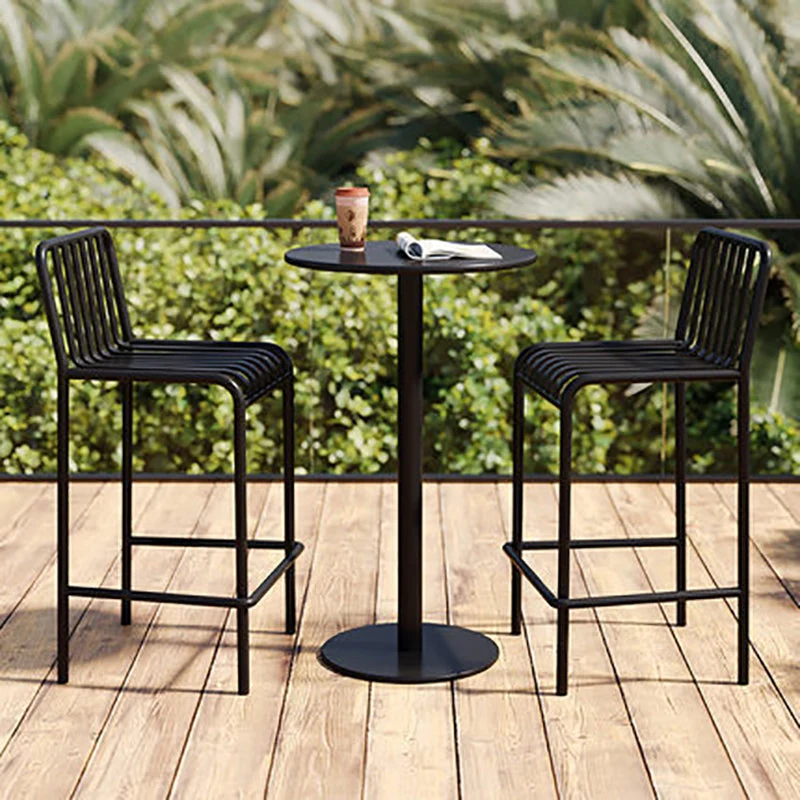 Industrial Outdoor Bar Stool Table 41.3"H Metal Round Bar Table with Pedestal Base