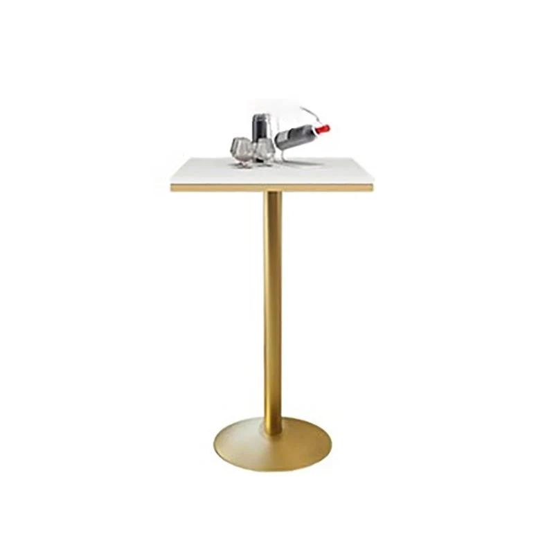 Glam Faux Marble Bar Table 41.3"H Pedestal Bistro Bar Desk with Metal Base