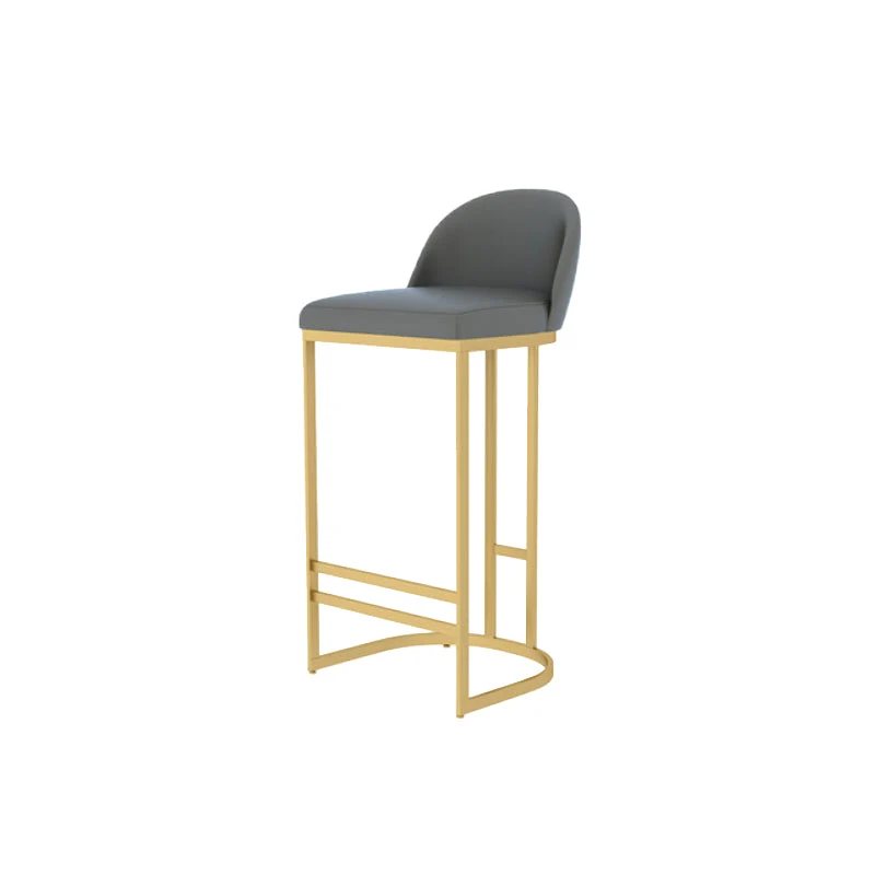 Glam Backrest Counter Stool Iron Kitchen Bar Stool with Leather Cushion and Pedal