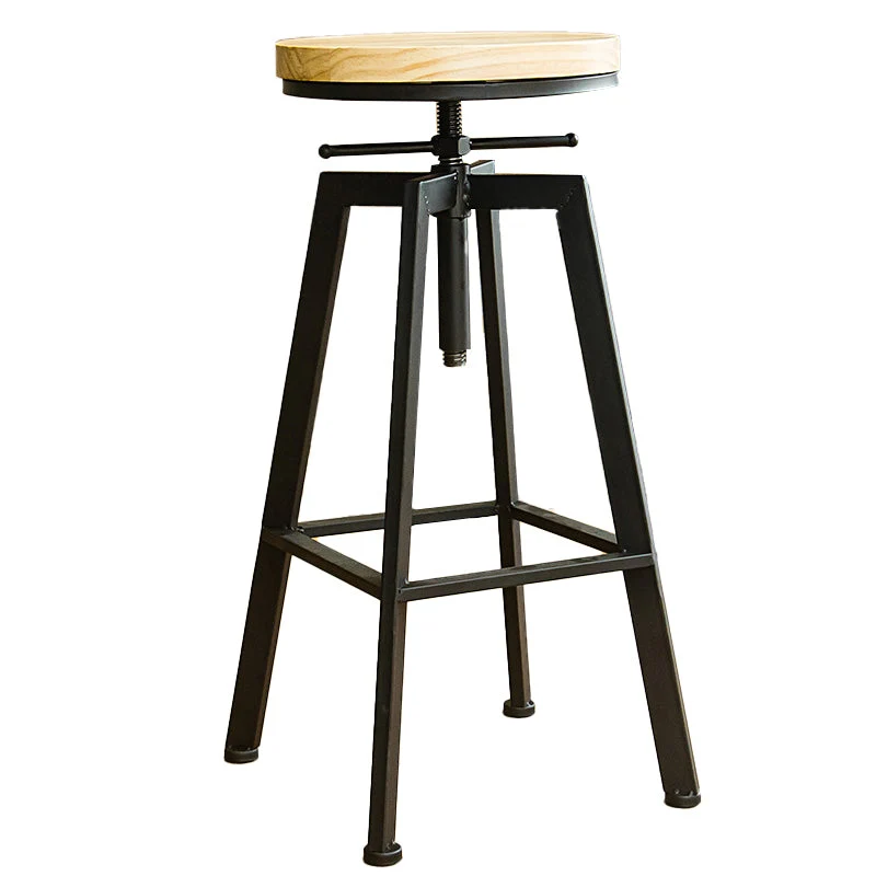 Industrial Armless Elevatable Counter Stool Iron Cafe Bar Stool with Metal Legs