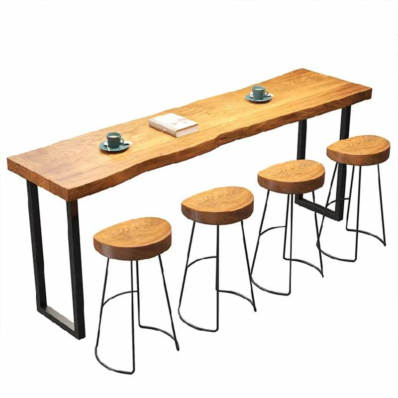 Rectangular Bar-height Table Wood Top Bistro Pub Table for Living Room