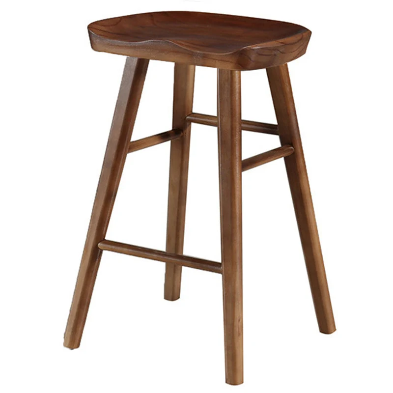 Modern Backless Armless Counter Stool Pine Wood Cafe Bar Stool with Pedal