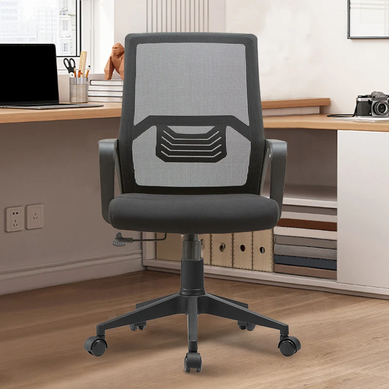 Modern Slide Office Chair Adjustable Seat Height Black Desk Chair with Wheels