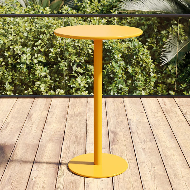 Round Metal Bar Table Modern Dining Table - 23.6" L x 23.6" W x 41.3" H