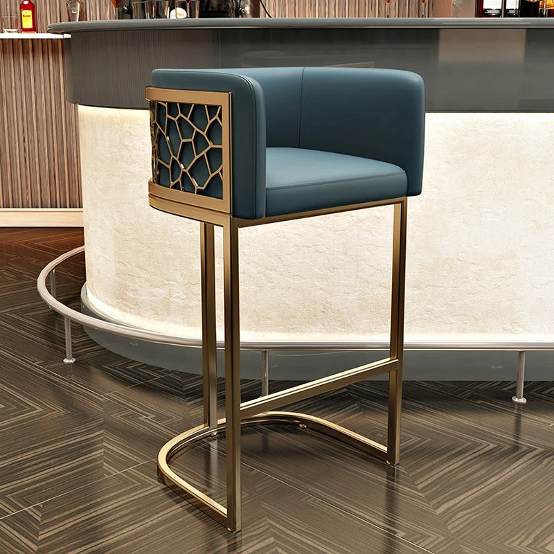 Glam Style Faux Leather Barstool Low Back Counter Bar Stool for Kitchen
