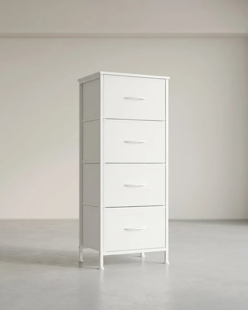 Sideboard Mit 4 Stoffschubladen - Stahlrahmen - Für Schlafzimmer Oder Flur