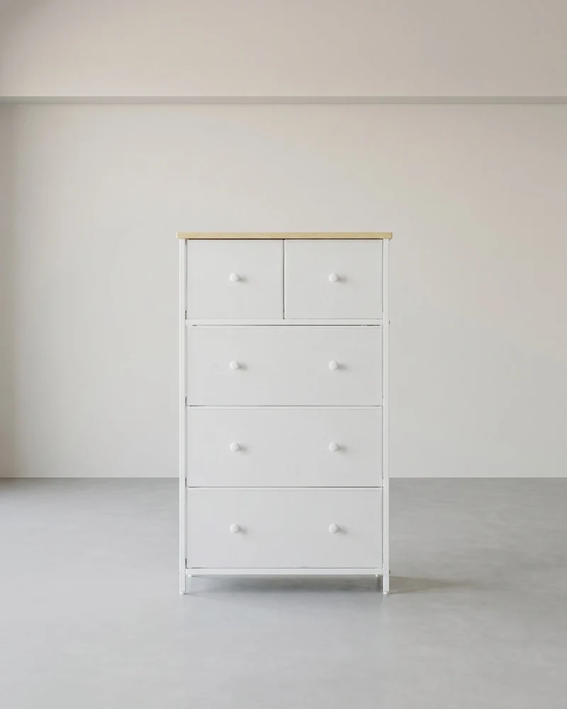 Sideboard - 5 Stoffschubladen - Stahlrahmen - Für Schlafzimmer Oder Flur