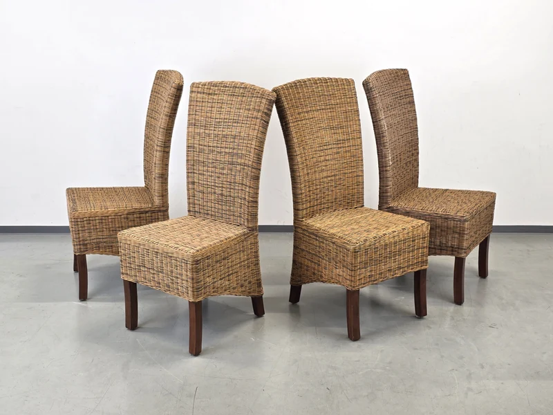 RATTAN STUHL Hochlehner Vintage Esszimmerstuhl Flechtstuhl Highback ARM