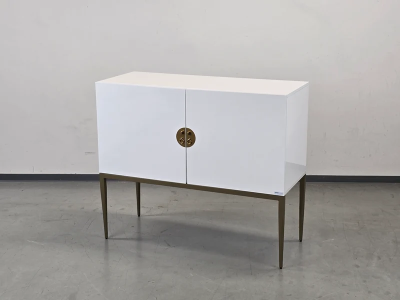 CARRYHOME HIGHBOARD Weiß Hochglanz Kommode Messing-Optik Sideboard
