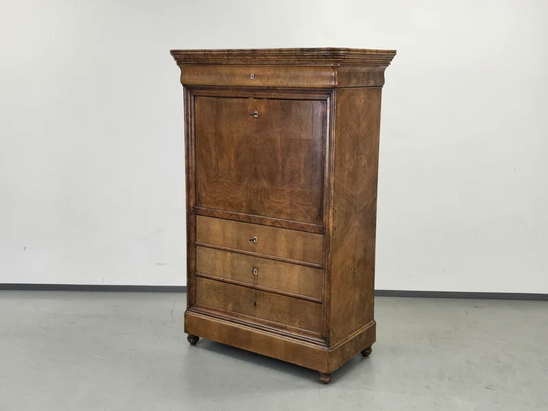 ANTIKER BIEDERMEIER Sekretär Kirschbaum Schreibschrank Wurzelholz um 1830