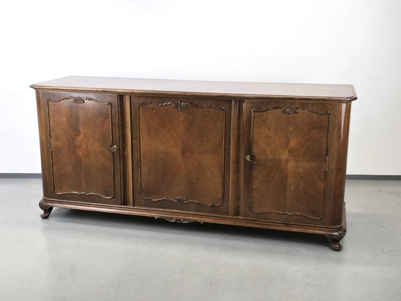 SIDEBOARD NUSSBAUM Vintage Kommode Anrichte Chippendale Stil 60er Jahre