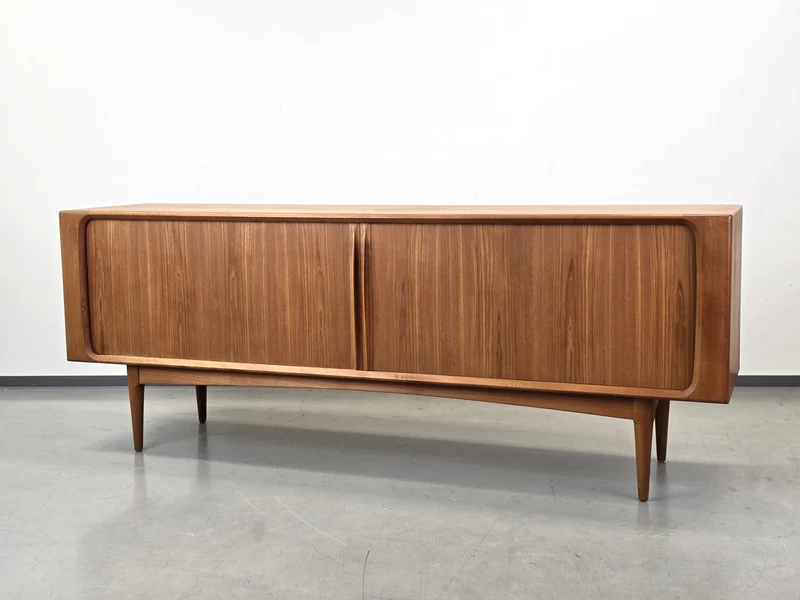DANISH SIDEBOARD Tv Kommode Low Board Teak Bernhard Pedersen 142 Tambour Mid Century BPS