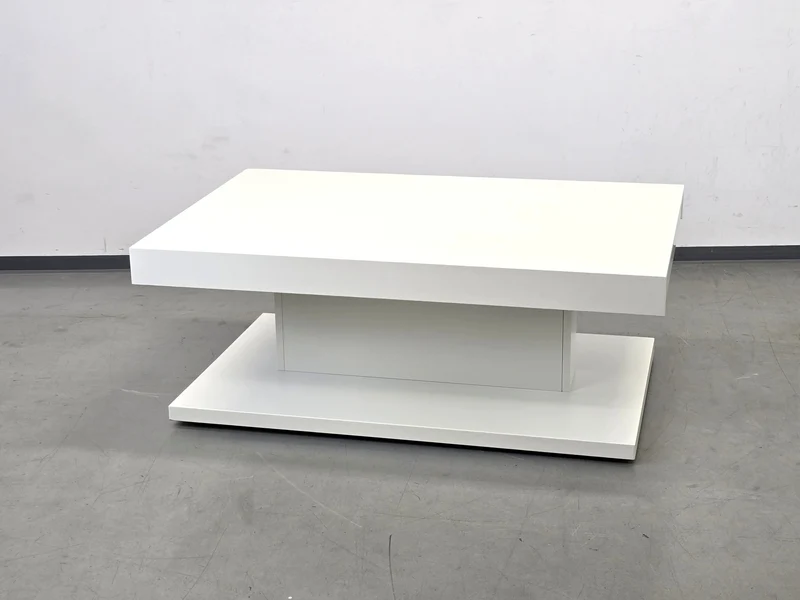 HÜLSTA NOW Couchtisch weiß höhenverstellbar mit Leder-Schublade Design