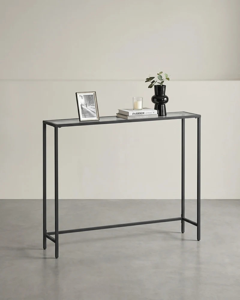 Konsolentisch - Glasplatte - Schwarzer Rahmen - Für Flur Oder Wohnzimmer