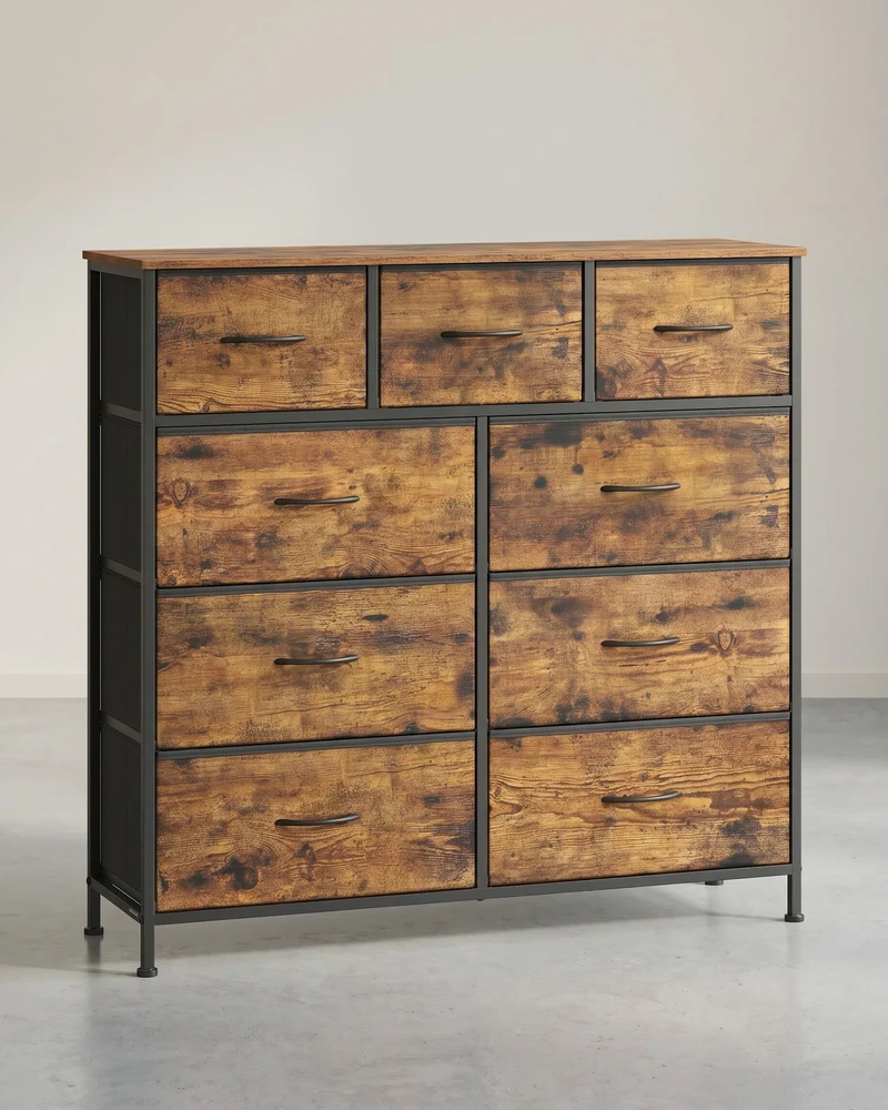 Sideboard Mit 9 Stoffschubladen - Stahlrahmen - Für Schlafzimmer Oder Flur