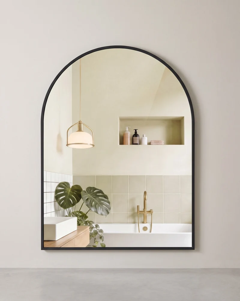 Wandspiegel 81 x 61 cm - Gewölbter Spiegel Mit Aluminiumrahmen - Für Wohnzimmer Und Badezimmer