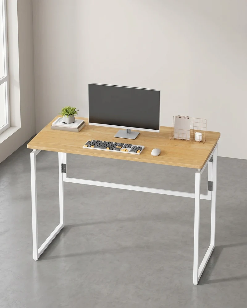 Klappbarer Schreibtisch 100 cm - Computertisch Mit Abgerundeten Ecken - Für Homeoffice