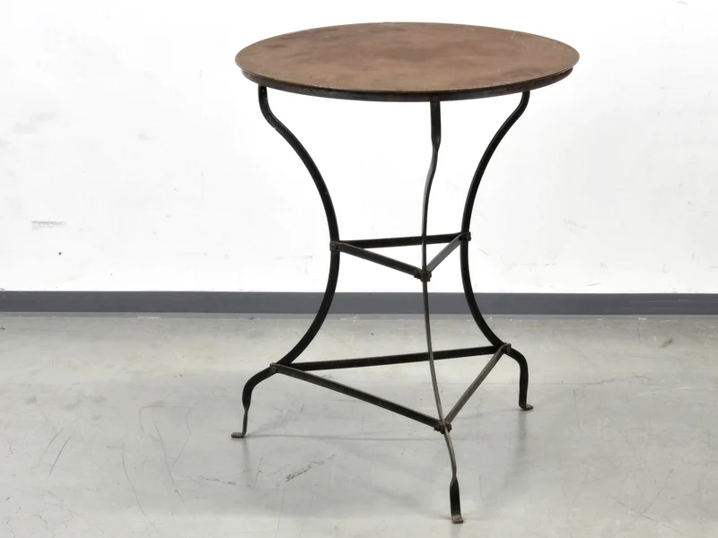 FRANZÖSISCHER BISTROTISCH Vintage Eisen Outdoor Garten Balkon Beistelltisch Guéridon Rustikal 30er