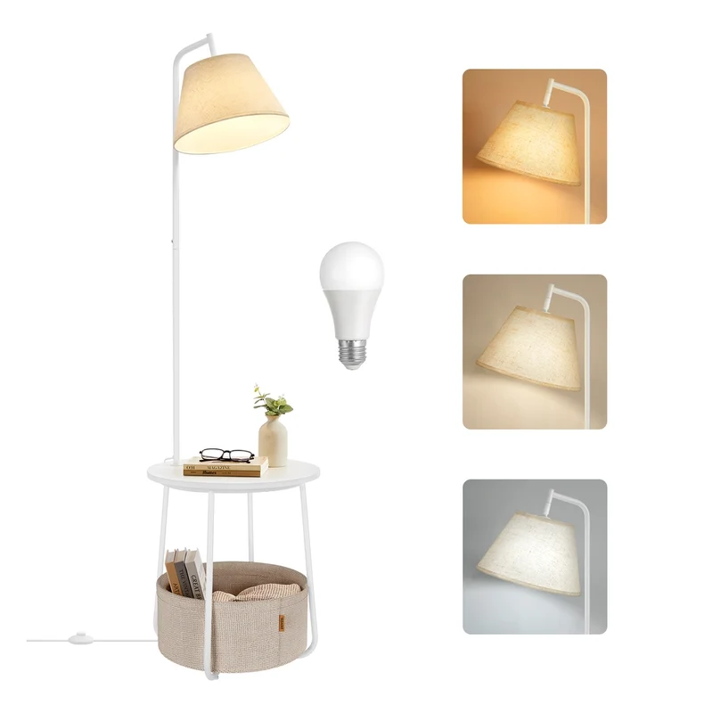 3-in-1 Beistelltisch mit Lampe und Stoffkorb