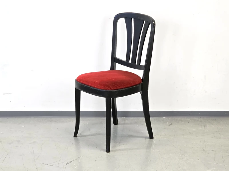 BISTRO STUHL Art Déco Vintage Schwarz Rot Samt Holzstuhl Esszimmer BN2