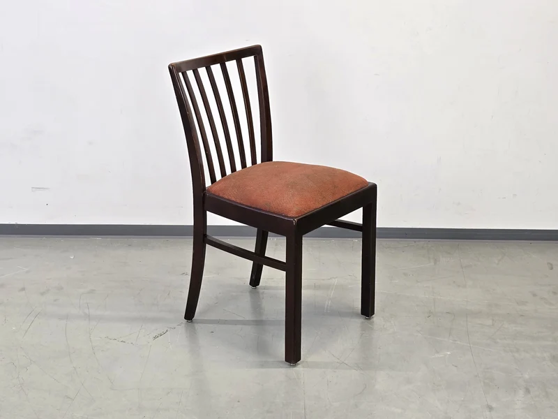VINTAGE STUHL 1960er Holzstuhl Esszimmerstuhl Mid-Century Retro Braun Rot Stoff