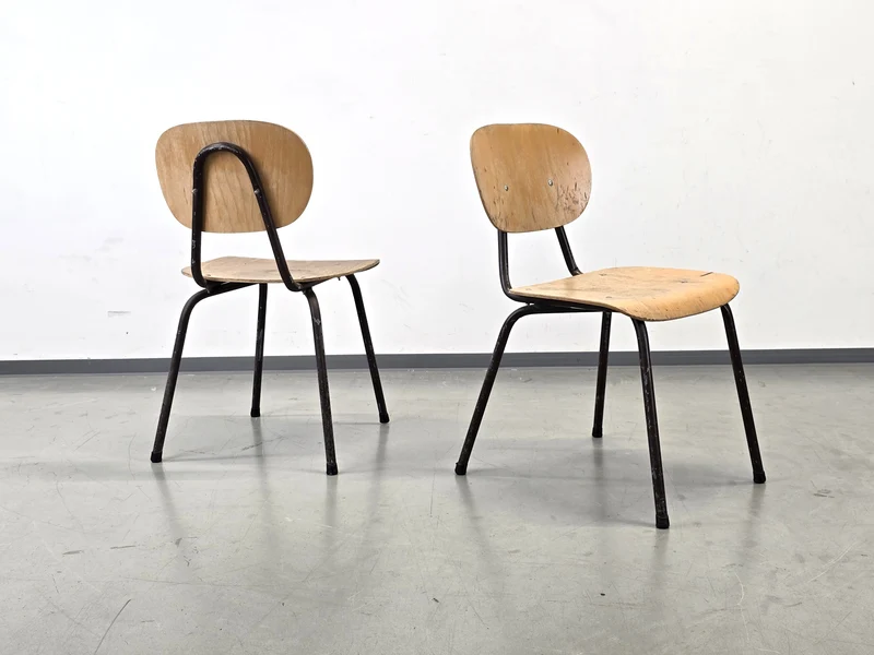 VINTAGE STUHL Industrie Design Loft Bauhaus Stapelstuhl Holz Metall 50er 60er