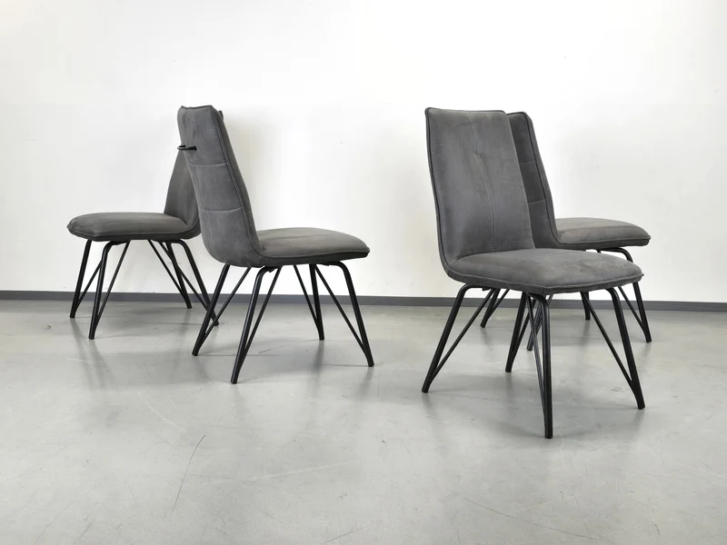 ESSZIMMERSTÜHLE POLSTERSTUHL Grau Industrial Design Vintage Leder-Optik 4