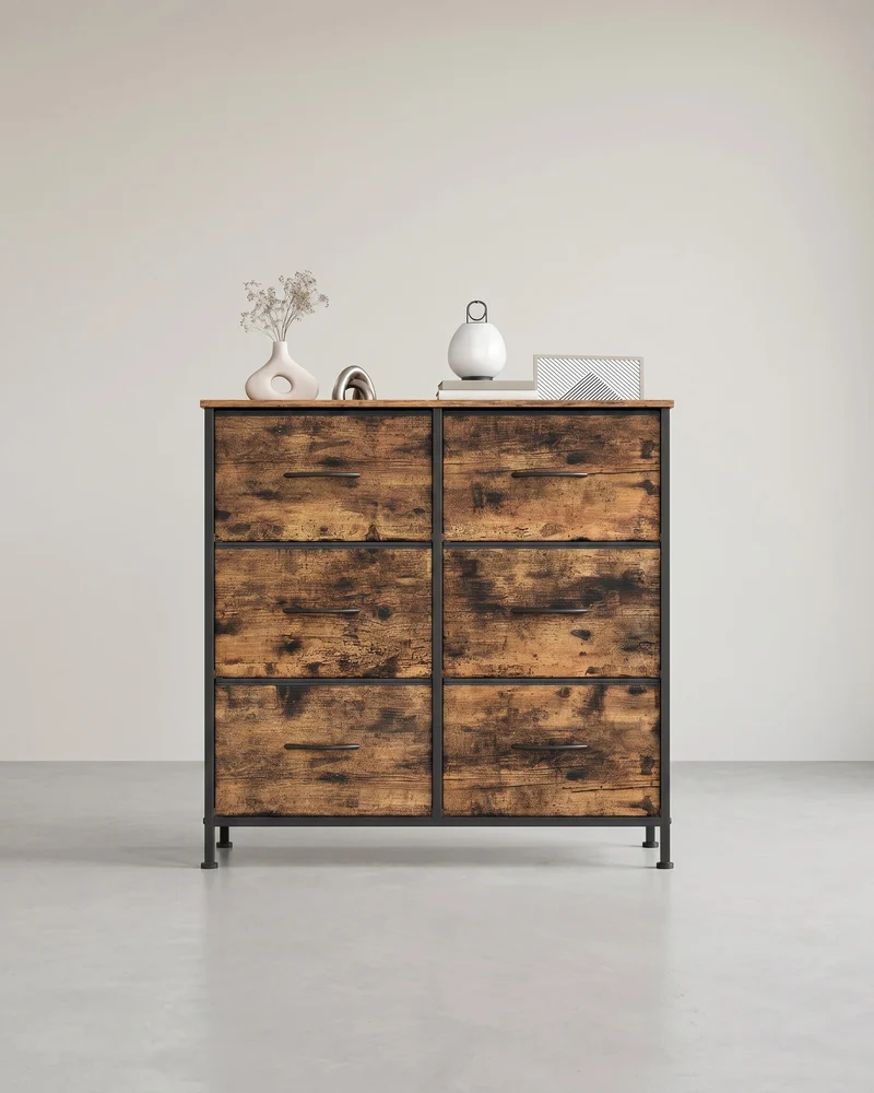 Moderner Schrank – Kommode mit 6 Schubladen – Industriedesign – Stahlrahmen – Viel Stauraum – 73 cm hoch