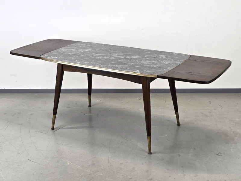 VINTAGE ESSTISCH Kurbeltisch Couchtisch Schreibtisch Ausziehbar Marmor-Optik 60er Mid Century