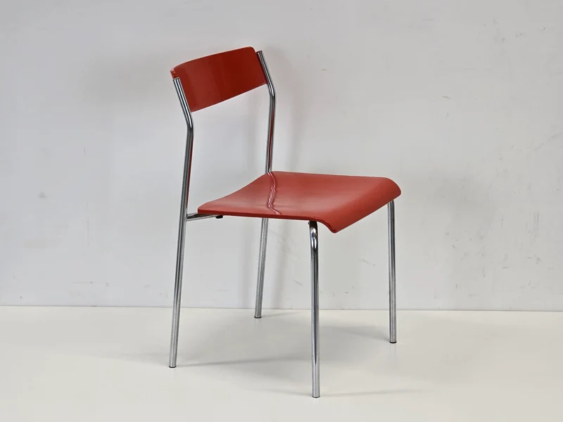 VINTAGE STUHL Rot Stapelstuhl Chrom 70er Jahre Design Küchenstuhl Loft Bauhaus