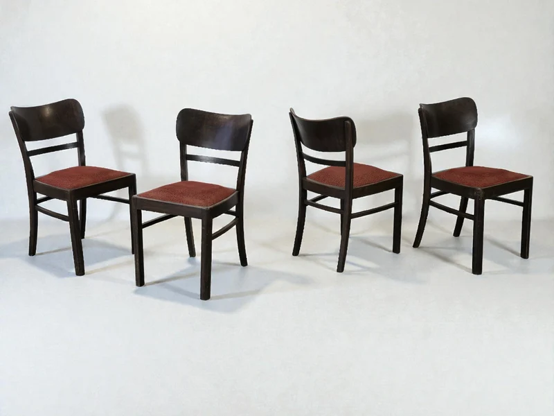 VINTAGE STUHL Esszimmerstuhl Set küche Holzstühle antik rot AW3 1950er retro