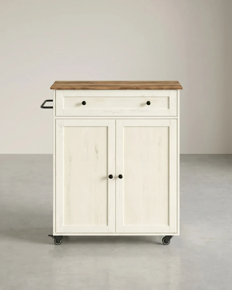 Küchenwagen Mit Schrank Und Schublade - Fahrbar Im Landhausstil - Für Die Küche