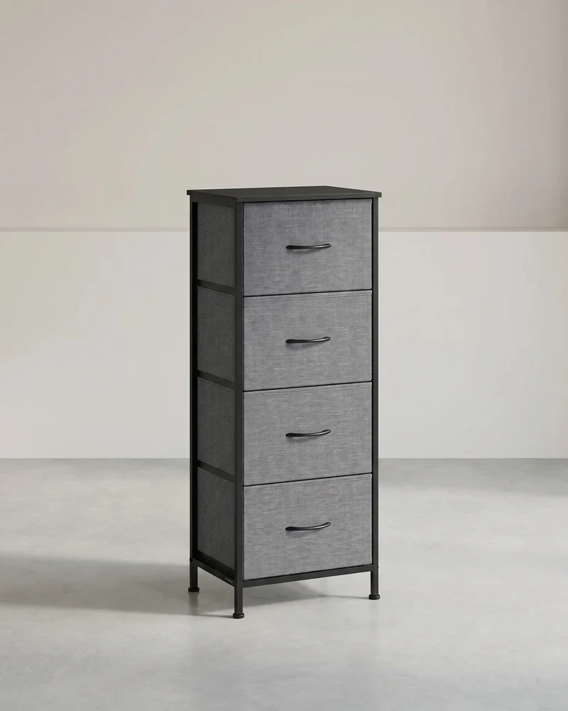 Sideboard Mit 4 Stoffschubladen - Stahlrahmen - Für Schlafzimmer Oder Flur