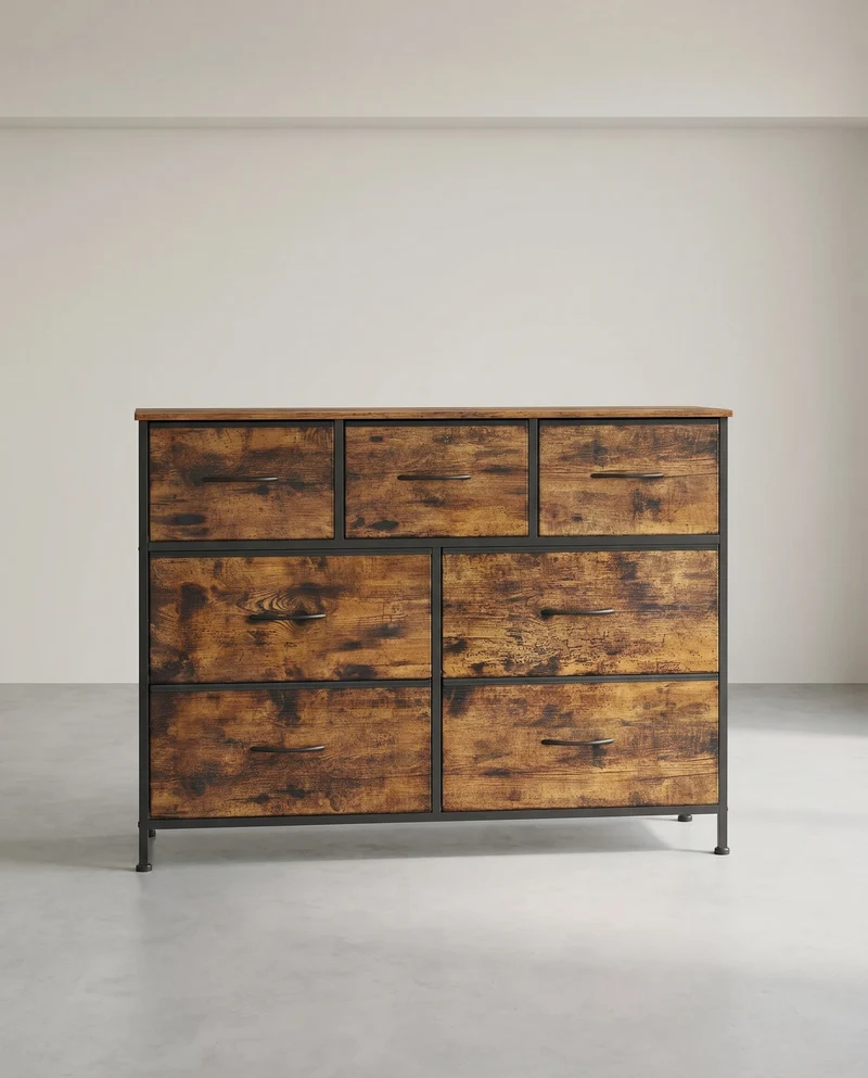 Sideboard Mit 7 Stoffschubladen - Stahlrahmen - Für Schlafzimmer Oder Flur