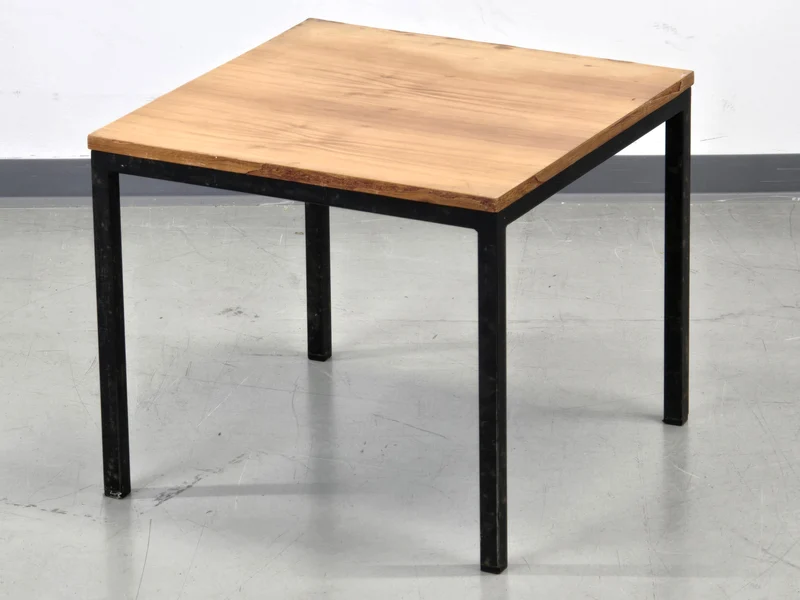 DESIGN BEISTELLTISCH Vintage 60er Jahre Industrie Loft Holz Metall Quadratisch