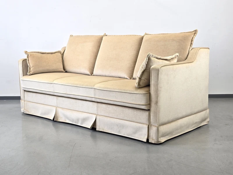 VINTAGE SCHLAFSOFA Samt Beige Daybed 60er 70er Design Sofa Retro Couch