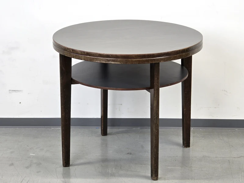 HALABALA BEISTELLTISCH Art Déco Couchtisch 40er Jahre Vintage Holz Rund Schwarz