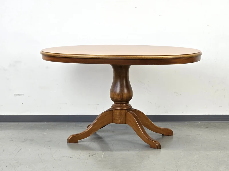 VINTAGE COUCHTISCH Nussbaum Oval 60er Jahre Mid Century Säulentisch Retro
