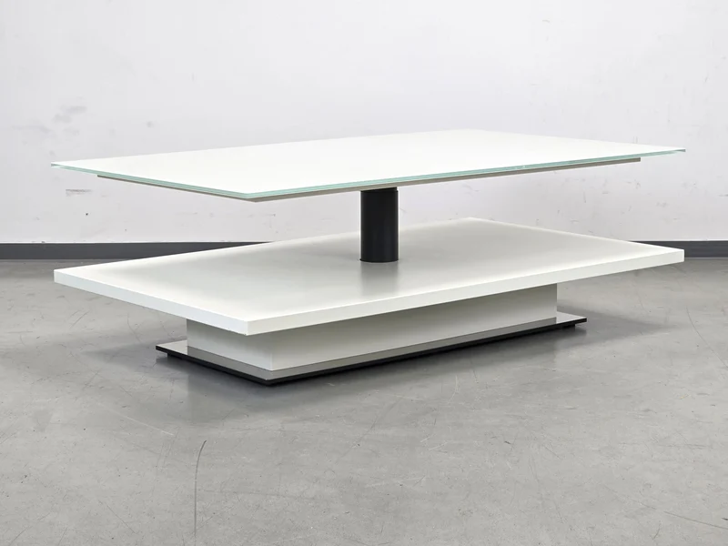 HÜLSTA COUCHTISCH CT 110 höhenverstellbar Glas weiß Liftfunktion Design