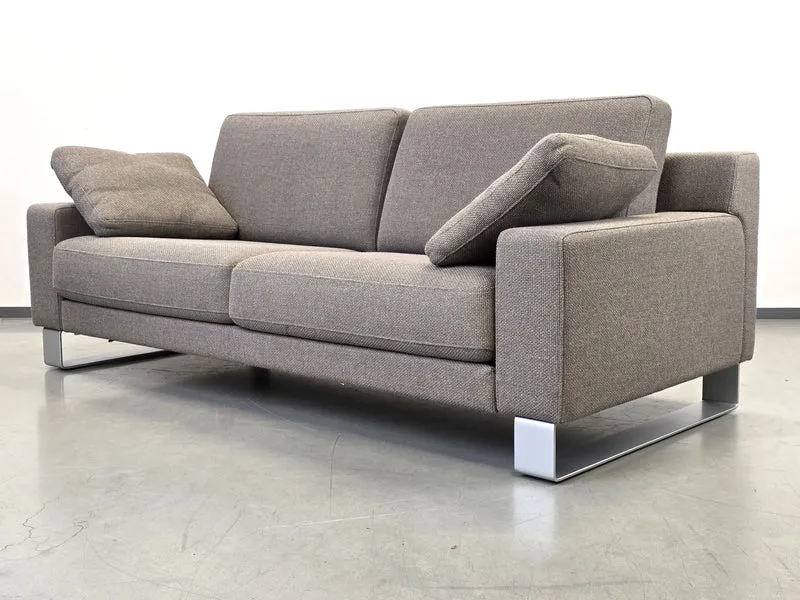 ROLF BENZ EGO Designer Sofa Couch Grau Stoff Metallkufen 201cm Modern